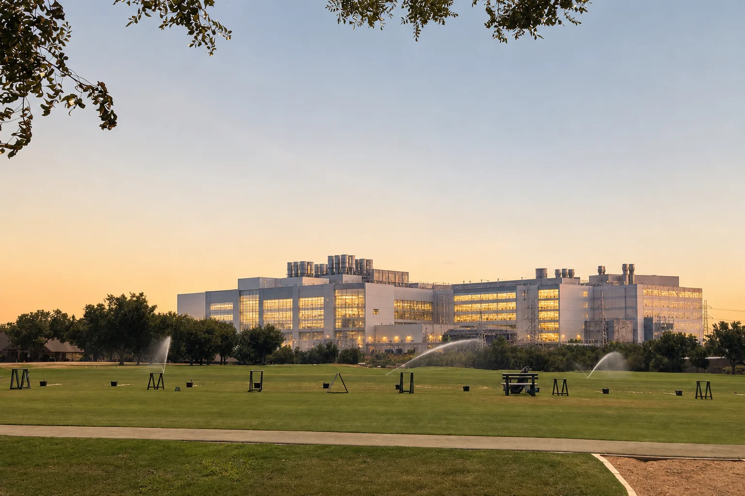 Driving range, with campus